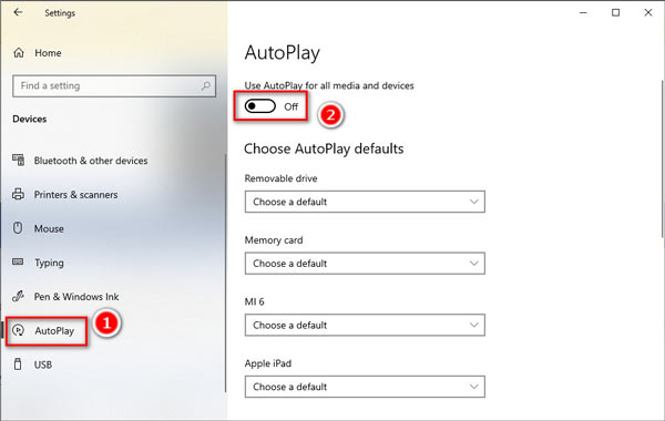 Disable Autoplay Windows 10