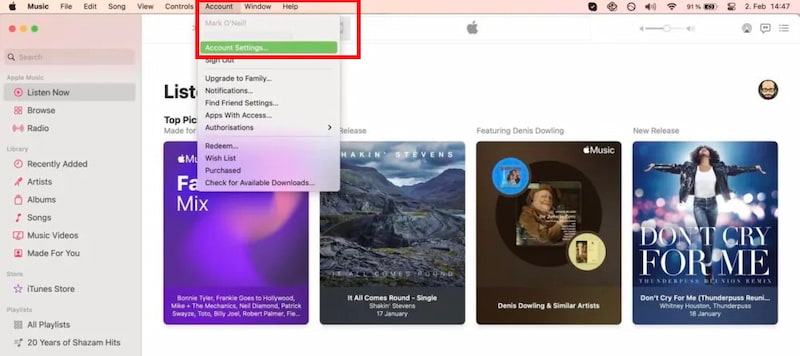 Apple Music Account Setting