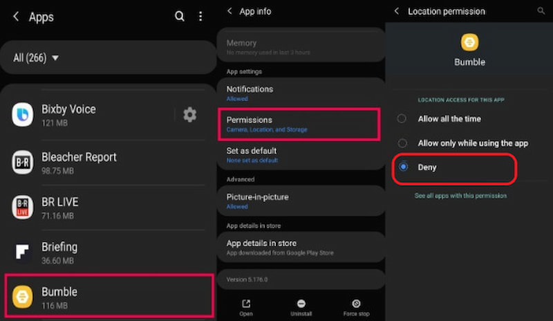 Android Bumble Turn off Location