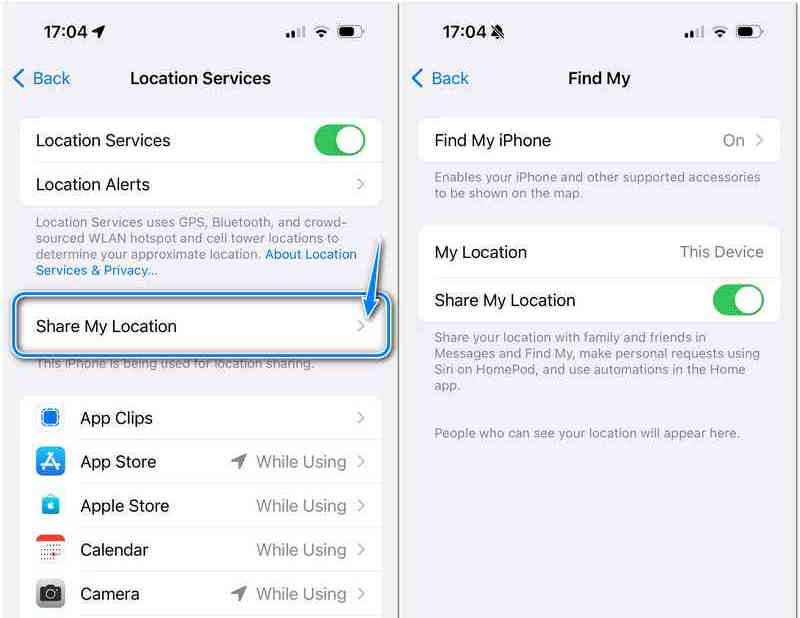 iPhone Find My Settings