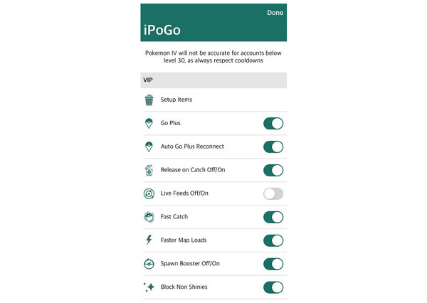 iPogo Menu Interface