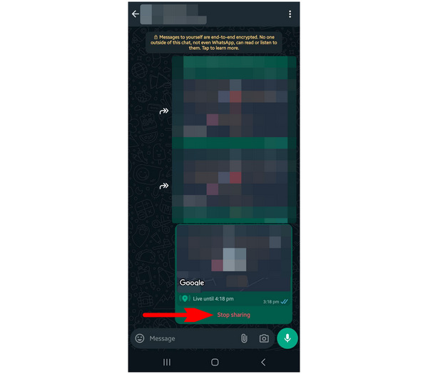 Whatsapp Live Location Stop Sharing