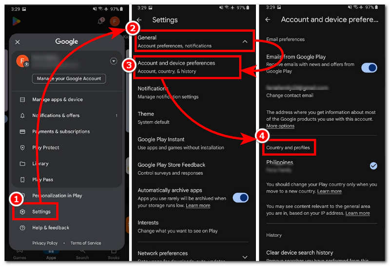 Country And Profile Settings