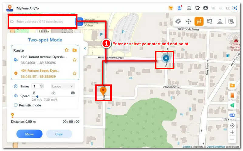 Select Start And End Point