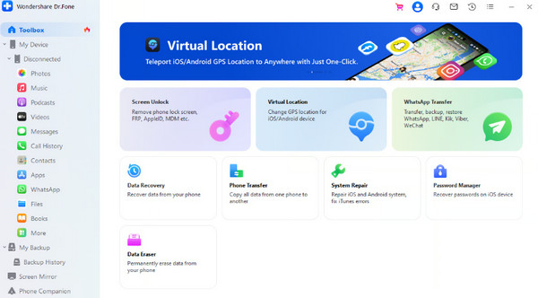 Wondershare Dr Fone Interface
