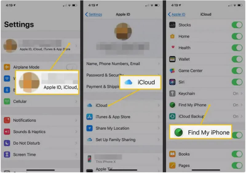 Activate Find My iPhone or iCloud