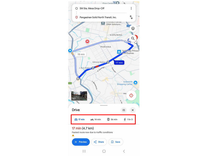 Traveling Time Estimated Duration