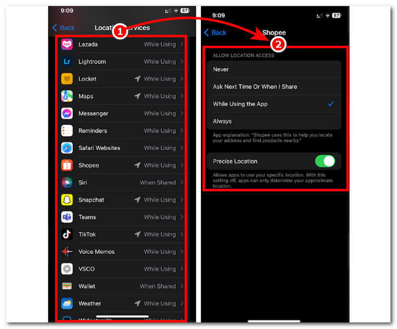 Turn Off App Location Access